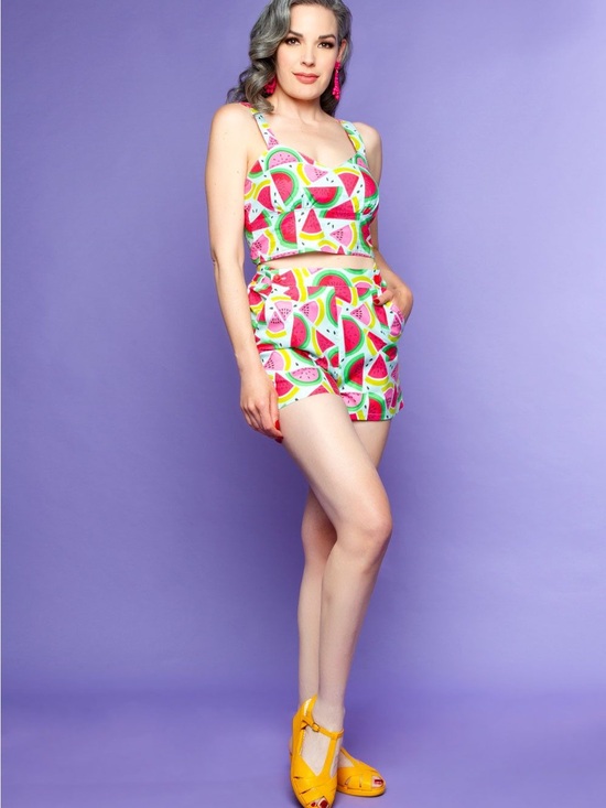 Retrolicious Pants - Retrolicious Women’s Pink Watermelon Print Casual Shorts